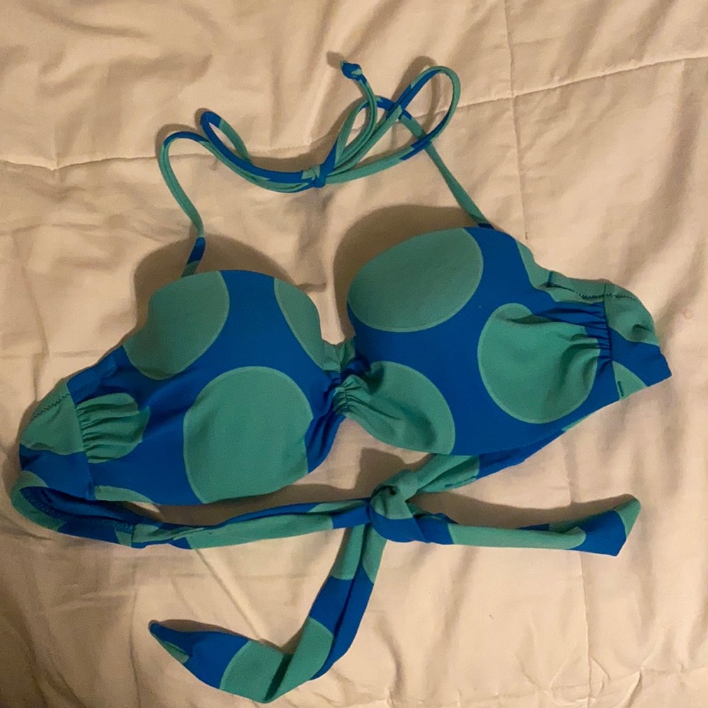 Aerie Blue & Green Bathing Top Removable Strap 34B